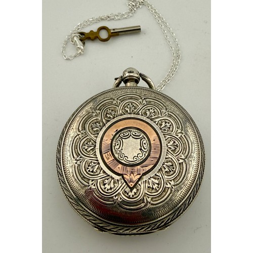 837 - A Victorian English hallmarked silver fusée pocket watch, Chester 1899. Total weight 146.1gm.