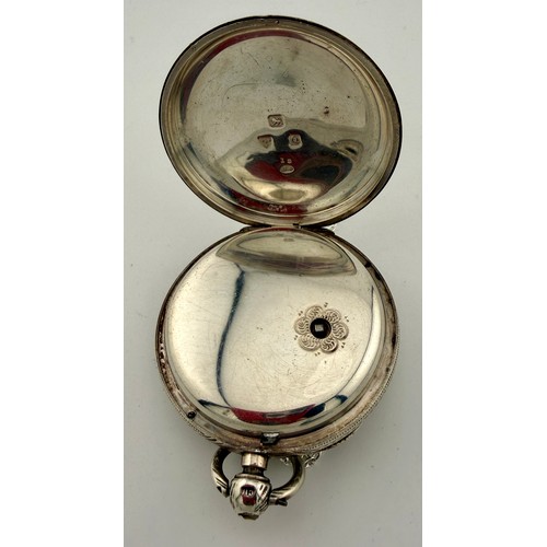 837 - A Victorian English hallmarked silver fusée pocket watch, Chester 1899. Total weight 146.1gm.