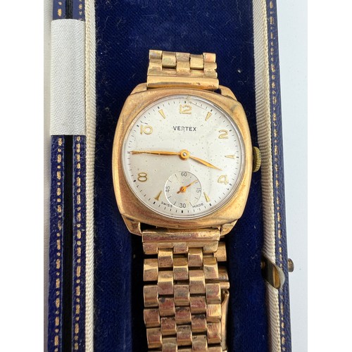 866 - A gentleman’s Vertex 9 carat gold cased wristwatch. Weight 51.5gm.