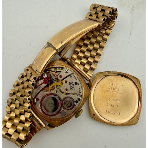 866 - A gentleman’s Vertex 9 carat gold cased wristwatch. Weight 51.5gm.