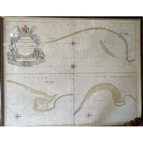 Two framed maps: Greenvile Collins (British 1643-1694): 'Burlington Bay ...