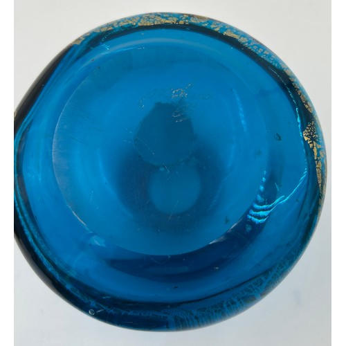 475 - Five pieces of Mdina glass in blue and green hues to include 3 squat vases, tallest 12cm h and 2 x p... 