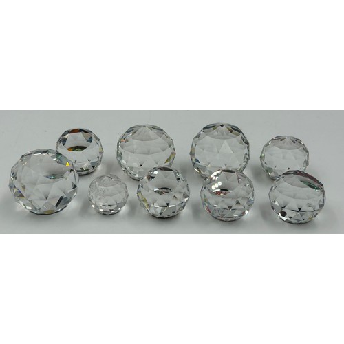 477 - Swarovski Crystal Glass to include nine vitrail paperweights, largest 5cm h, 5 with logos Lloyds Ban... 