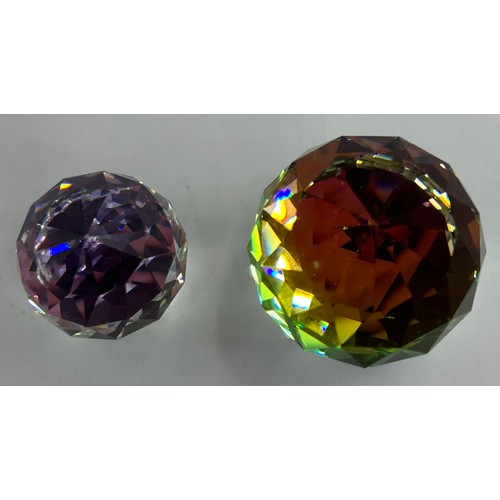 477 - Swarovski Crystal Glass to include nine vitrail paperweights, largest 5cm h, 5 with logos Lloyds Ban... 