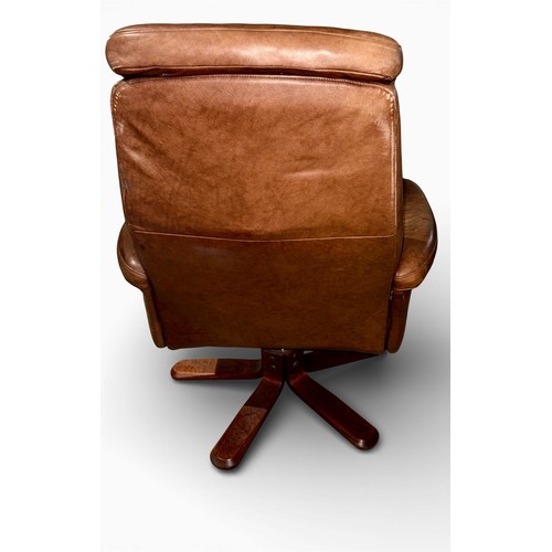162 - A Danish brown leather recliner and footstool by Andersson.