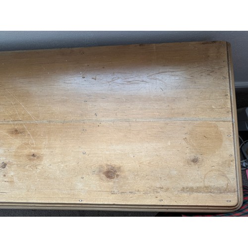 92 - A 19thC pine chest of two short over two long drawers with glass knobs. 104cm w x 57cm d x 73cm h.