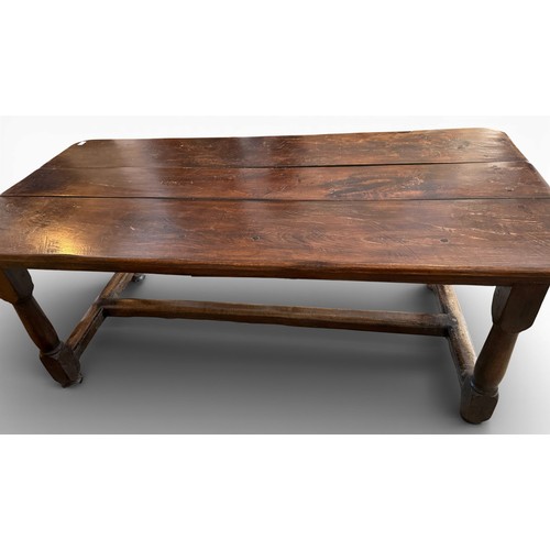 109 - A mainly 19thC oak refectory dining table 173cm l x 82cm w x 72cm h.