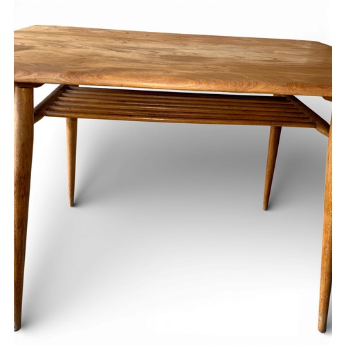 187 - An Ercol 393 breakfast table with under shelf. 99cm w x 68.5cm d x 74cm h.