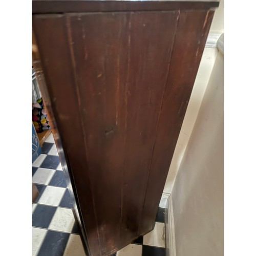 139 - A 19thC rosewood veneered chest of 12 drawers with brass knobs. 121 h  x 42 w x32cm d.