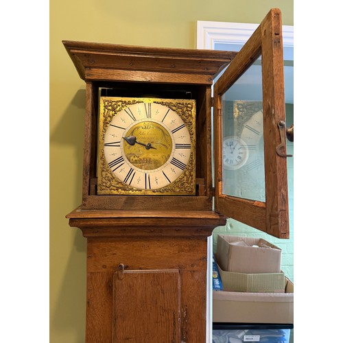 An oak 30 hour longcase clock with brass face, John Evans, Lampeter ...