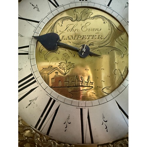 An oak 30 hour longcase clock with brass face, John Evans, Lampeter ...