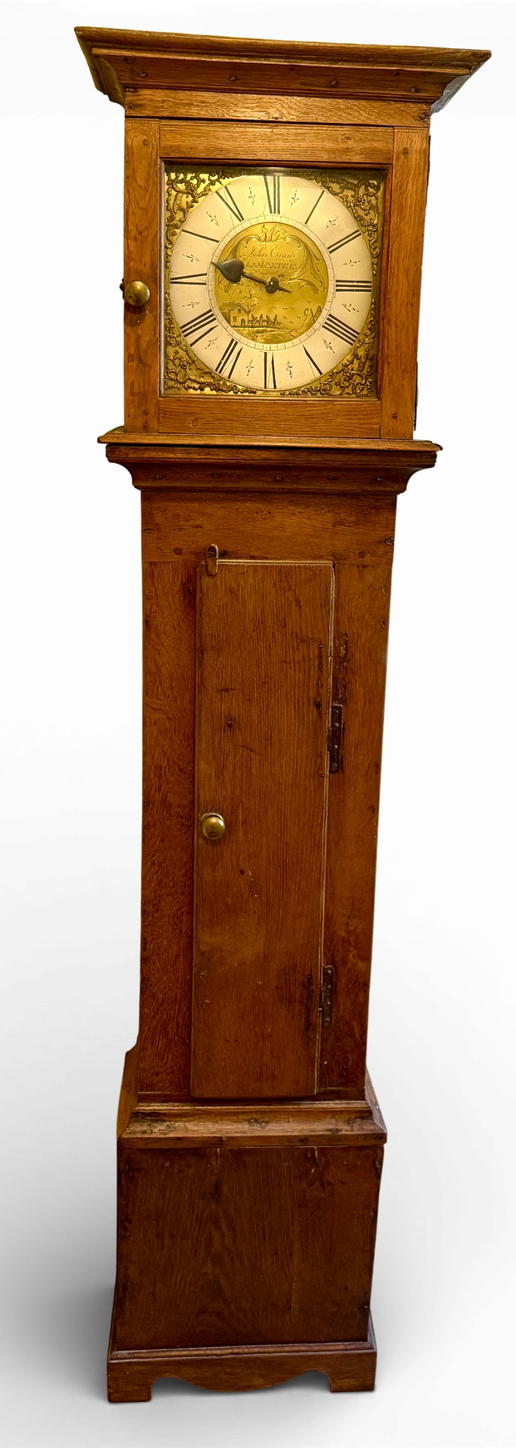 An oak 30 hour longcase clock with brass face, John Evans, Lampeter ...