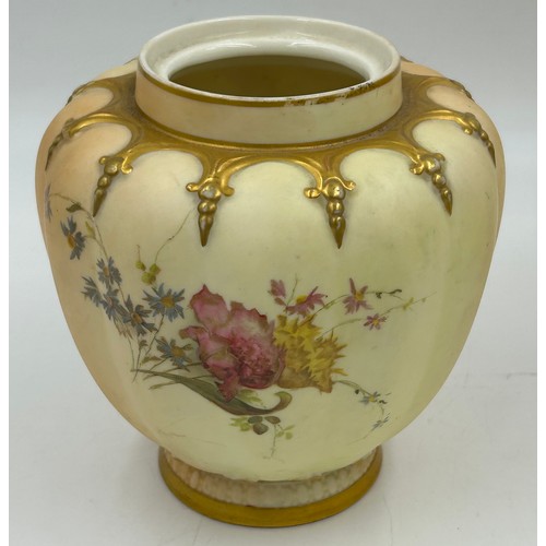 422 - Royal Worcester blush ivory comprising: pot pourri shape 1312 No.112589 lacking lids, 2 x  jugs, lar... 
