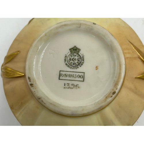 422 - Royal Worcester blush ivory comprising: pot pourri shape 1312 No.112589 lacking lids, 2 x  jugs, lar... 