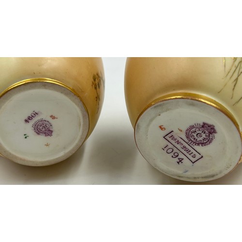422 - Royal Worcester blush ivory comprising: pot pourri shape 1312 No.112589 lacking lids, 2 x  jugs, lar... 