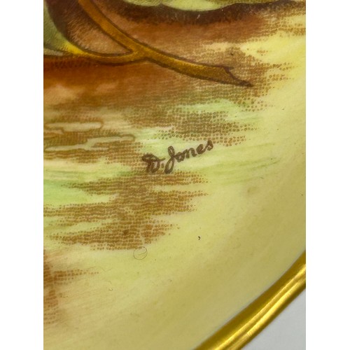 423 - Aynsley Orchard Gold c746 pattern to include 2 x cups, 2 x saucers 1 x plate 16cm d all signed D. Jo... 