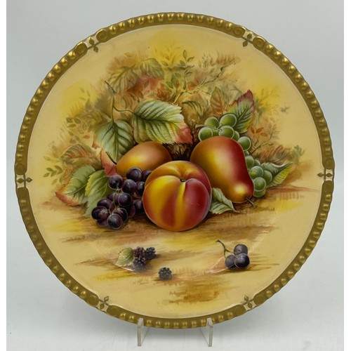 423 - Aynsley Orchard Gold c746 pattern to include 2 x cups, 2 x saucers 1 x plate 16cm d all signed D. Jo... 