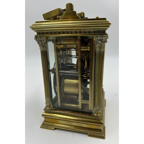 A 19thC brass cased carriage clock retailed by Barnby & Rust, Hull ...
