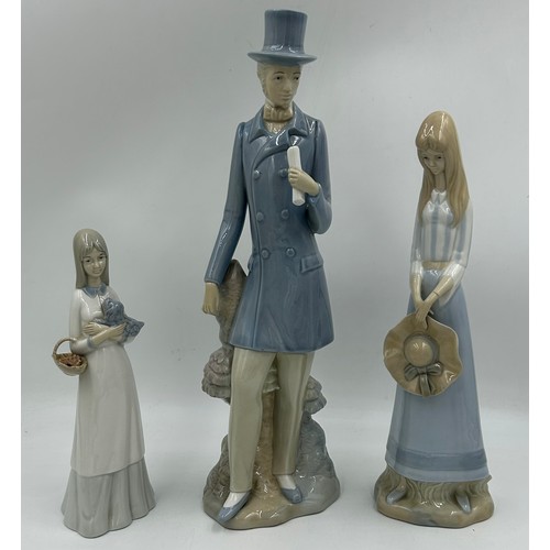 432 - Three Porcelanas Miquel Requena figurines to include Girl with puppy, Girl with hat and Valencia Gen... 