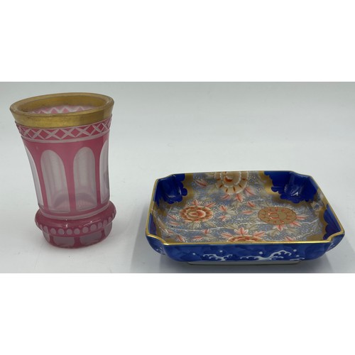 453 - A selection of continental ceramics to include a Royal Bayreuth pig creamer, cranberry opaline glass... 