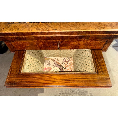 12 - A nineteenth century Tunbridge ware inlaid games/work table, possibly depicting Eridge Castle. 59cm ... 