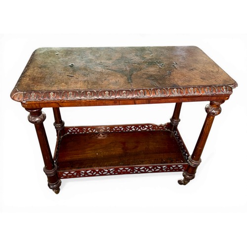 13 - A 19thC burr walnut veneered side table. 87cm x 49cm x 71cm h.