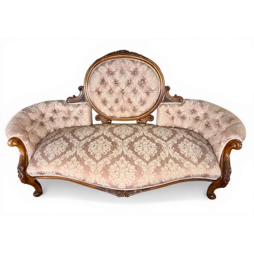 24 - A good quality 19thC drawing room furniture comprising sofa and two similar open armchairs with butt... 