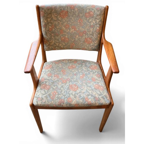 39 - Mid 20thC teak carver chair, 54cm w x 87cm h to back.