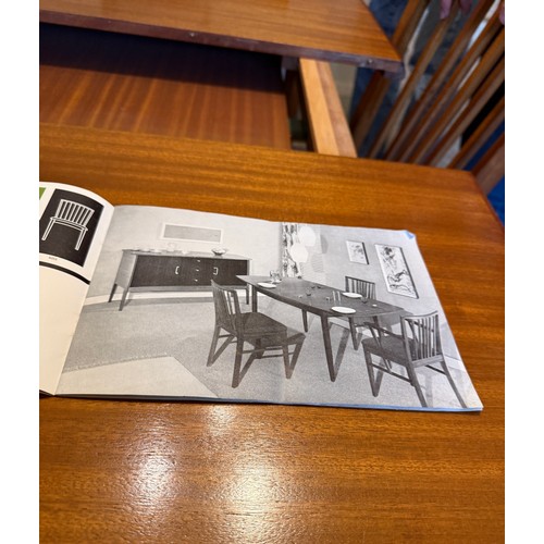 40 - A mid 20thC Vanson teak extending dining table and six chairs. Closed 139 x 82w, extended 181cm l.