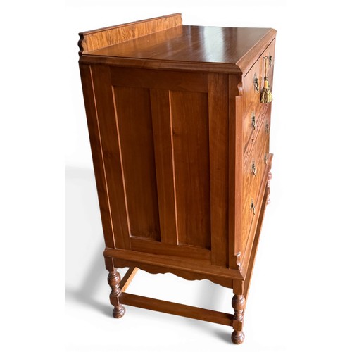 44 - A chest of four drawers with drop brass handles. 85 w x 49 d x 100cm h.