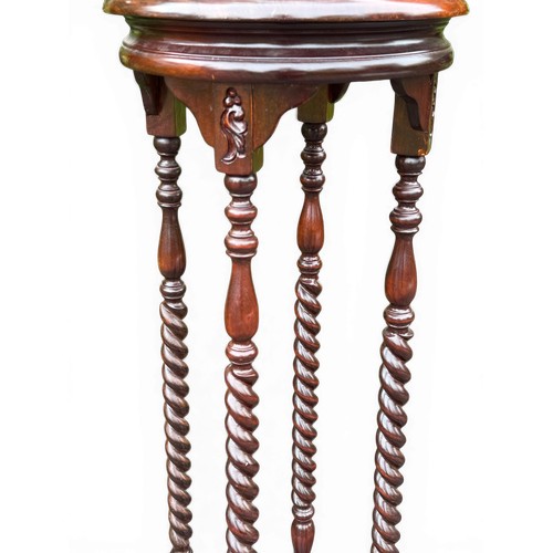 52 - Two 2 tier plant stands with barley twist turnings. 100cm h.