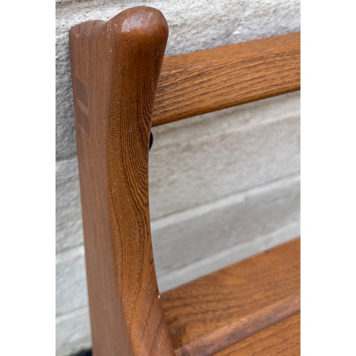 56 - A vintage Ercol waterfall plate rack with gold label, 96cm w x 50cm h x 13cm d.