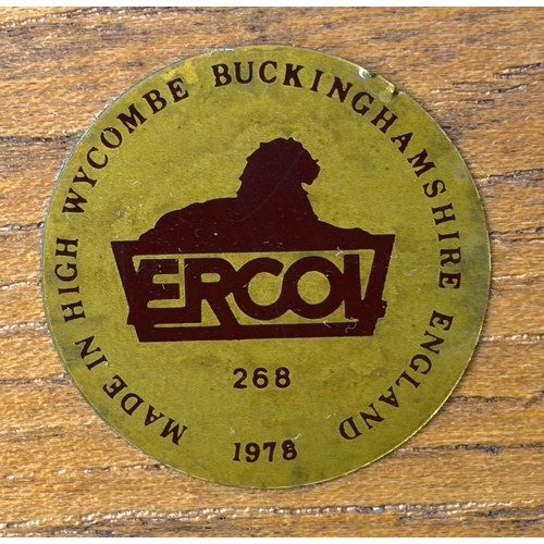 56 - A vintage Ercol waterfall plate rack with gold label, 96cm w x 50cm h x 13cm d.