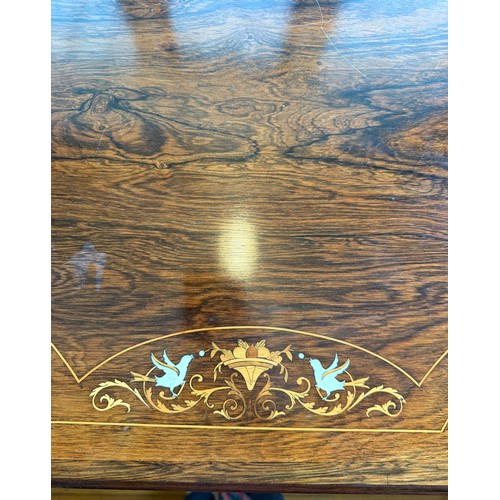 59 - An Edwardian inlaid rosewood hexagonal table with ivory inlay. 76 d x 72cm h. Submission reference F... 