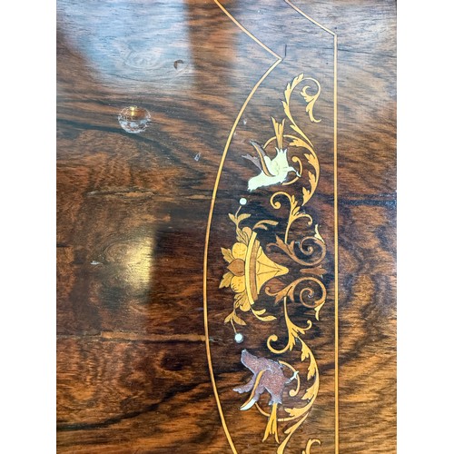 59 - An Edwardian inlaid rosewood hexagonal table with ivory inlay. 76 d x 72cm h. Submission reference F... 