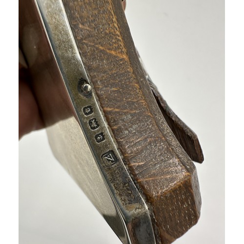 482 - A silver fronted boudoir clock, Birmingham 1918, A & J Zimmerman Ltd. Now battery operated. 16.5cm h... 