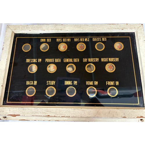 An early 20thC Butlers/Servants Bell Board with glass front and names ...