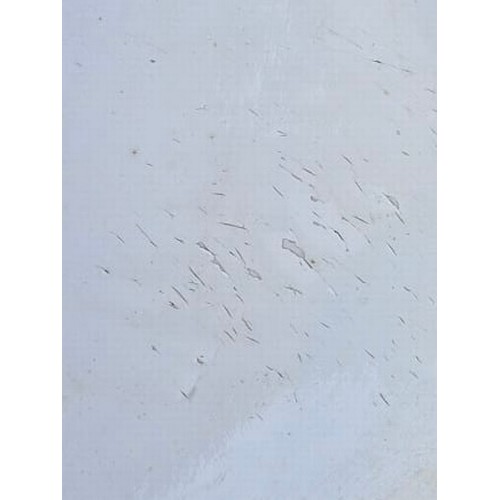 3 - A white porcelain sink, marble surround, chrome legs and modern mirror to back, circa 1935.