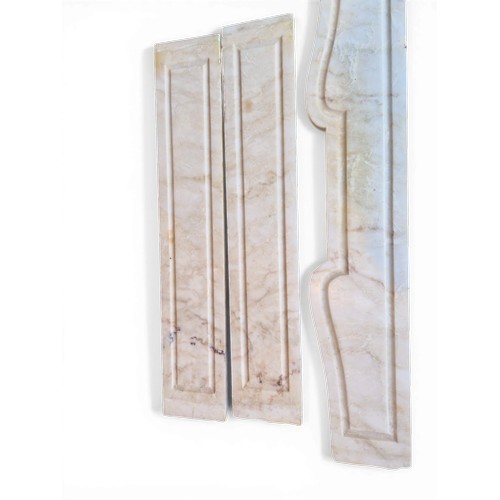 3 - A white porcelain sink, marble surround, chrome legs and modern mirror to back, circa 1935.