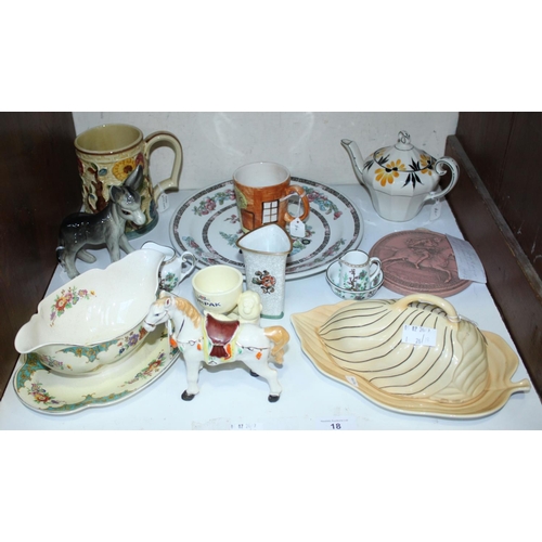 18 - SECTION 18. A collection of assorted mixed ceramics including a Carltonware leaf moulded plate and c...