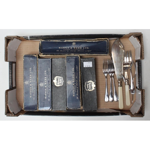 91 - A small quantity of Mappin & Webb plated flatware, mostly boxed