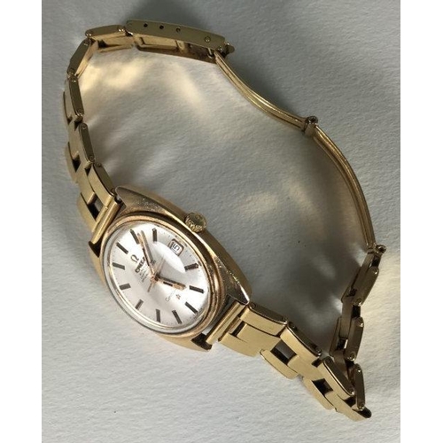 97 - A gents gold-plated Omega automatic Constellation wristwatch, c.1970's, the silvered dial with gilt ... 