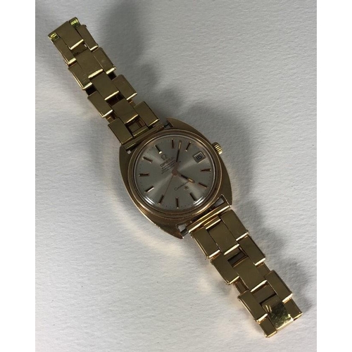 97 - A gents gold-plated Omega automatic Constellation wristwatch, c.1970's, the silvered dial with gilt ... 