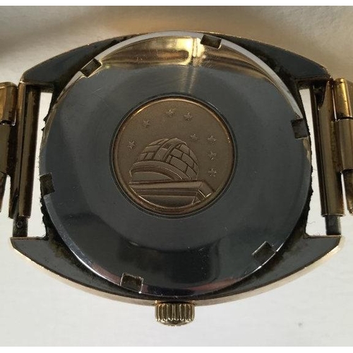 97 - A gents gold-plated Omega automatic Constellation wristwatch, c.1970's, the silvered dial with gilt ... 