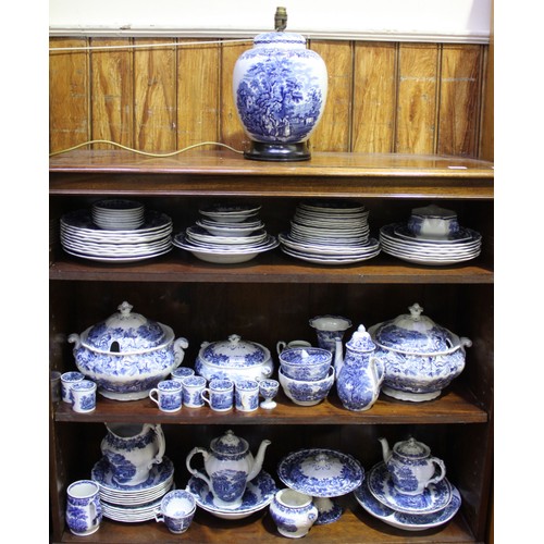 27 - A large quantity of Booths 'British Scenery' blue and white pottery dinner and tablewares including ... 