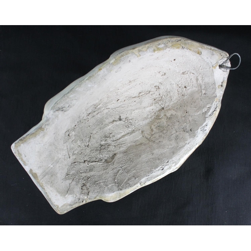 671 - A ceramic death or funerary mask of a middle-aged European man wearing a nightcap, 26cm