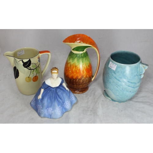 50 - A collection of assorted ceramics including five various Myott Son & Co Art Deco pottery vases and j... 