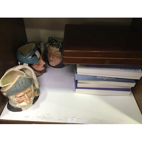 7 - SECTION 7.  Three various Royal Doulton character jugs including Bacchus and Don Quixote, together w... 