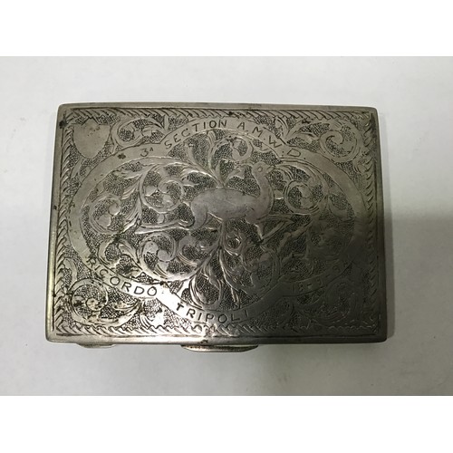 116 - A continental .800 grade silver cigarette case, the front ornately decorated with a deer amidst scro... 