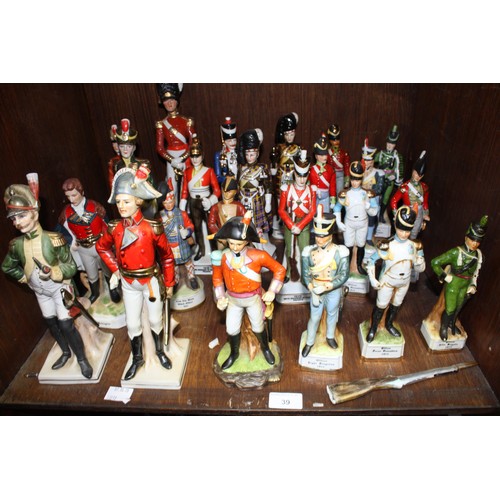 39 - SECTION 39.  Twenty three various ceramic soldiers including Officer Grenadier Guards, Gordon Highla... 